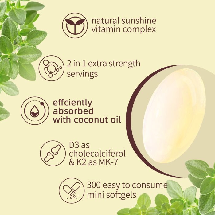 D3+K2 Soft Capsules - Helps with Bone Health - 图片 3